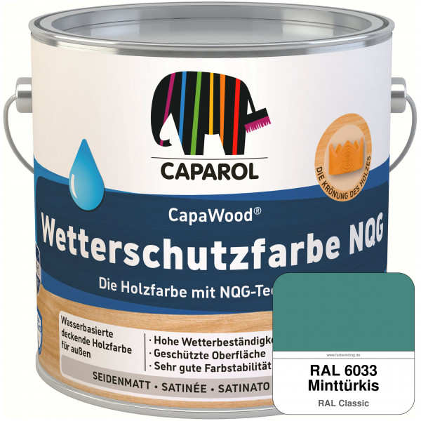 CapaWood® Wetterschutzfarbe NQG (RAL 6033 Minttürkis) - ersetzt Capadur Wetterschutzfarbe NQG