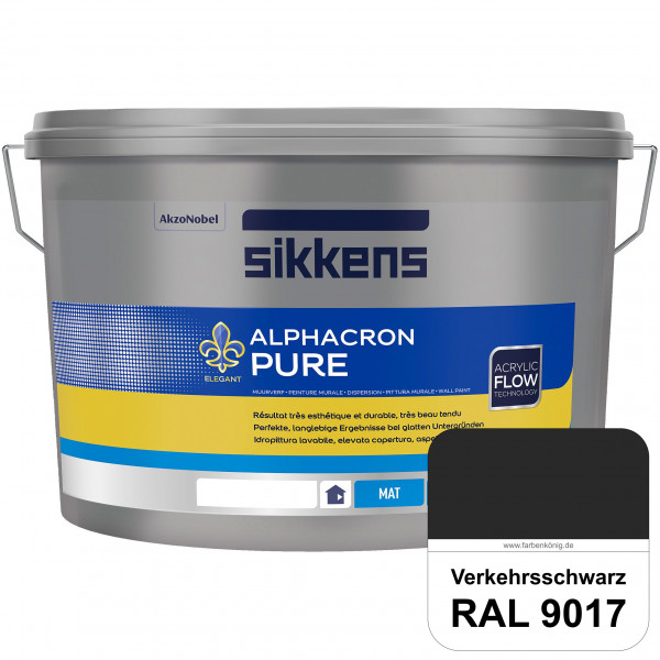 Alphacron Pure (RAL 9017 Verkehrsschwarz) Edelmatte & hochertige Premium Wandfarbe für glatte Unterg