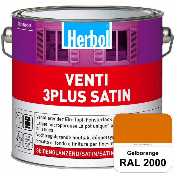 Venti 3Plus Satin (RAL 2000 Gelborange) feuchtigkeitregulierender & seidenglänzender Ein-Topf-Fenste