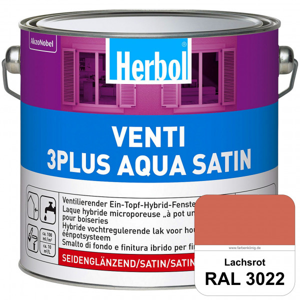 Venti 3Plus Aqua Satin (RAL 3022 Lachsrot) wasserbasierter & feuchtigkeitregulierender Ein-Topf-Fens