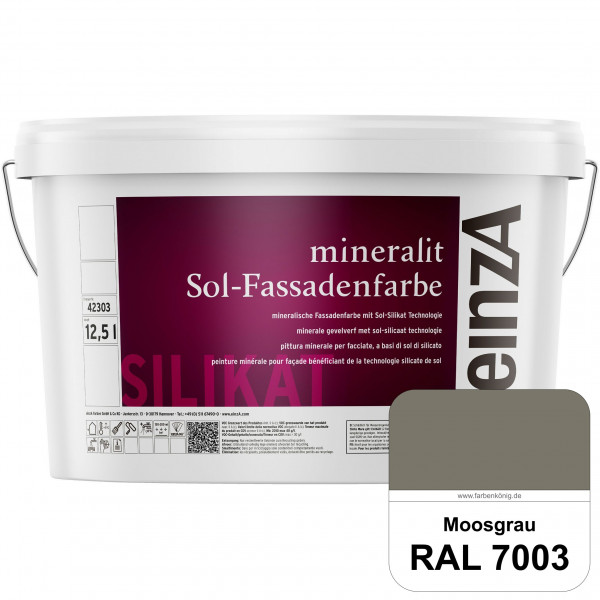 einzA mineralit Sol Fassadenfarbe (RAL 7003 Moosgrau) mineralische Fassadenfarbe mit Sol-Silikat Tec