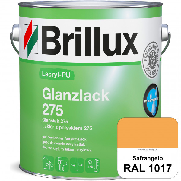 Lacryl-PU Glanzlack 275 (RAL 1017 Safrangelb) Glänzender Lack (wasserbasiert) für z. B. Holz, Zink,