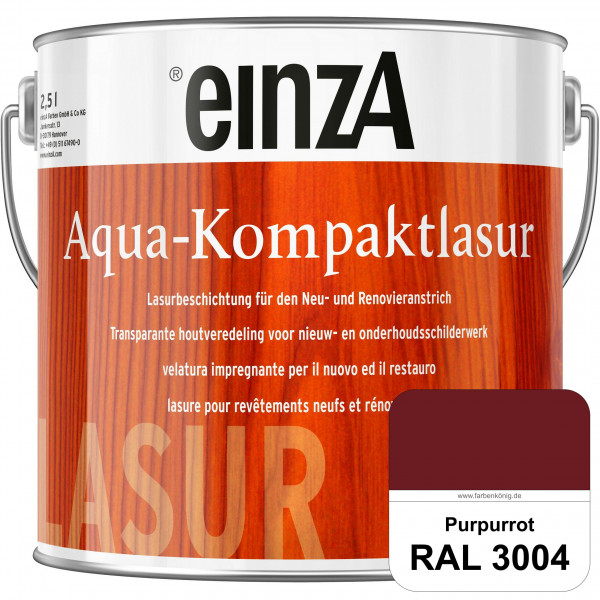 einzA Aqua-Kompaktlasur (RAL 3004 Purpurrot) wasserverdünnbare & feuchtigkeitsregulierende Lasurbesc