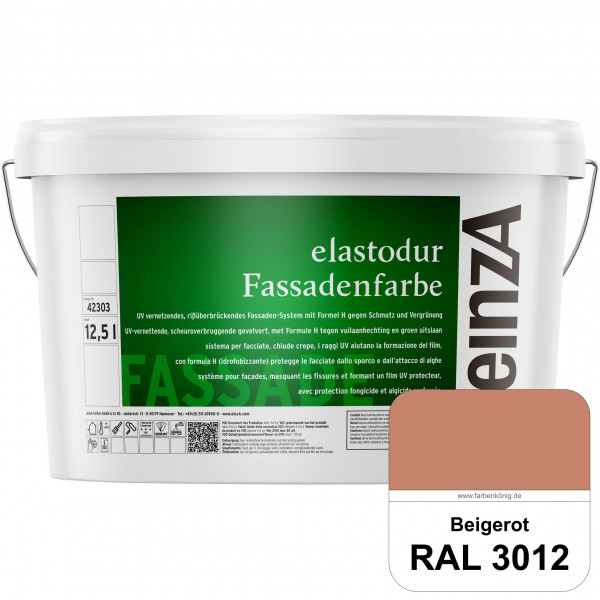 einzA elastodur Fassadenfarbe (RAL 3012 Beigerot) UV-vernetzendes & rissüberbrückendes Fassadenfarbe