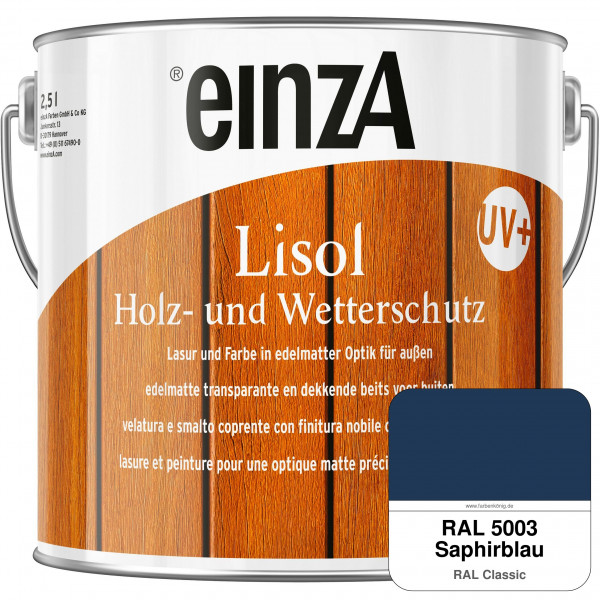 einzA Lisol Holz- und Wetterschutz Lasur und Farbe (RAL 5003 Saphirblau)