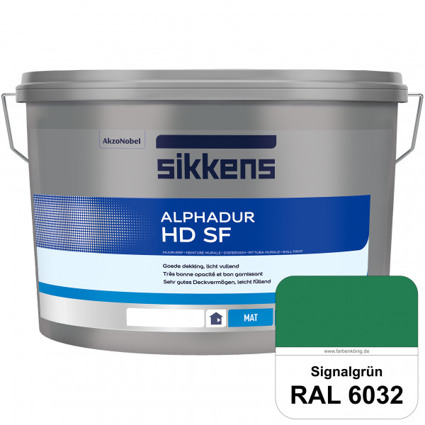 Alphadur HD SF (RAL 6032 Signalgrün) matte hochdeckende waschbeständige Innenwandfarbe