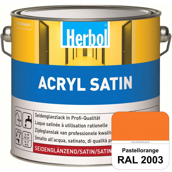 Acryl Satin (RAL 2003 Pastellorange) wasserverdünnbarer seidenglänzender Lack (Innen & Außen)