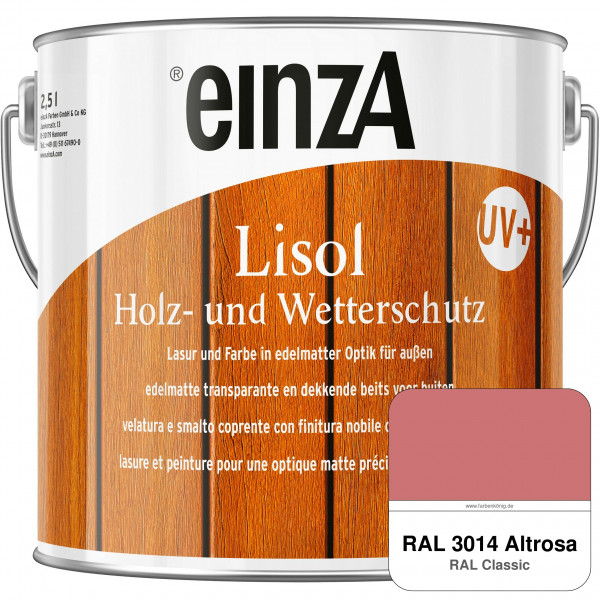 einzA Lisol Holz- und Wetterschutz Lasur und Farbe (RAL 3014 Altrosa)