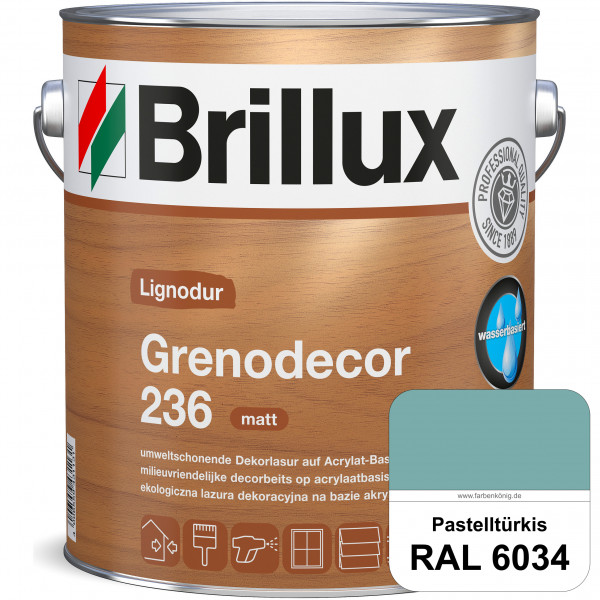 Grenodecor 236 (RAL 6034 Pastelltürkis) Umwelt- und gesundheitsschonende, diffusionsfähige Dekorlasu