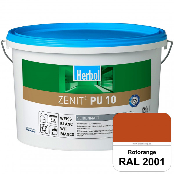 Zenit PU 10 (RAL 2001 Rotorange) seidenmatte und strapazierfähige PU-Wandfarbe