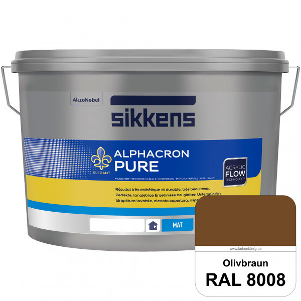 Alphacron Pure (RAL 8008 Olivbraun) Edelmatte & hochertige Premium Wandfarbe für glatte Untergründe.