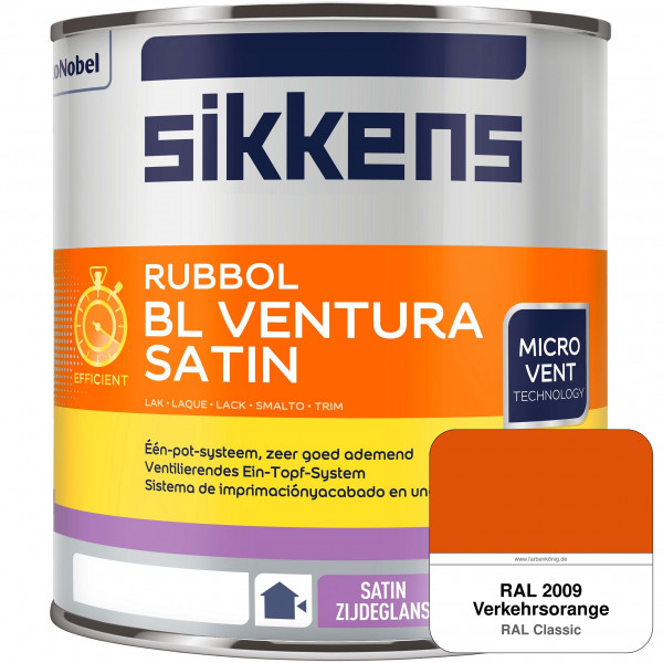 Rubbol BL Ventura Satin NEU (RAL 2009 Verkehrsorange) Seidenglanzlack (wasserbasiert) Fenster außen