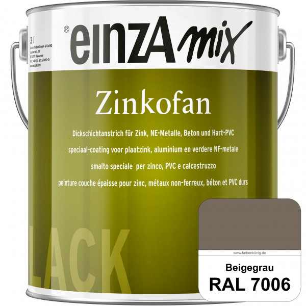 einzA Zinkofan (RAL 7006 Beigegrau) Hoch wetterbeständiges "Dickschicht-1-Topf-System"