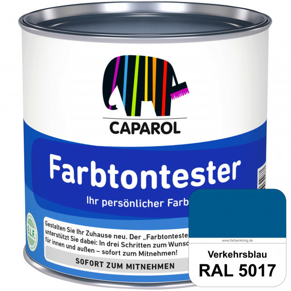 Farbtontester (RAL 5017 Verkehrsblau) Individuell abgetönte Dispersionsfarbe zum Anlegen von Farbton