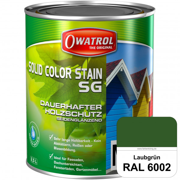 Solid Color Stain SG (RAL 6002 Laubgrün) deckende und seidenglänzende Wetterschutzfarbe außen