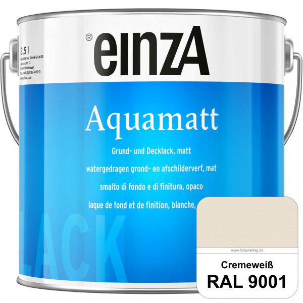 einzA Aquamatt (RAL 9001 Cremeweiß) Wasserverdünnbare Vorstreichfarbe & matte Lackfarbe