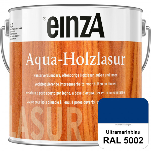 einzA Aqua-Holzlasur (RAL 5002 Ultramarinblau) wasserverdünnbare offenporige Holzlasur für Holzbaute
