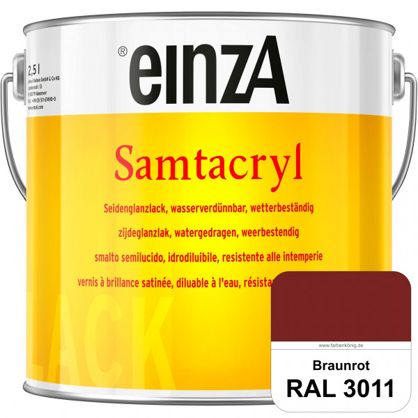 einzA Samtacryl (RAL 3011 Braunrot) wetterbeständige seidenglänzende Acryl-PU-Lackfarbe