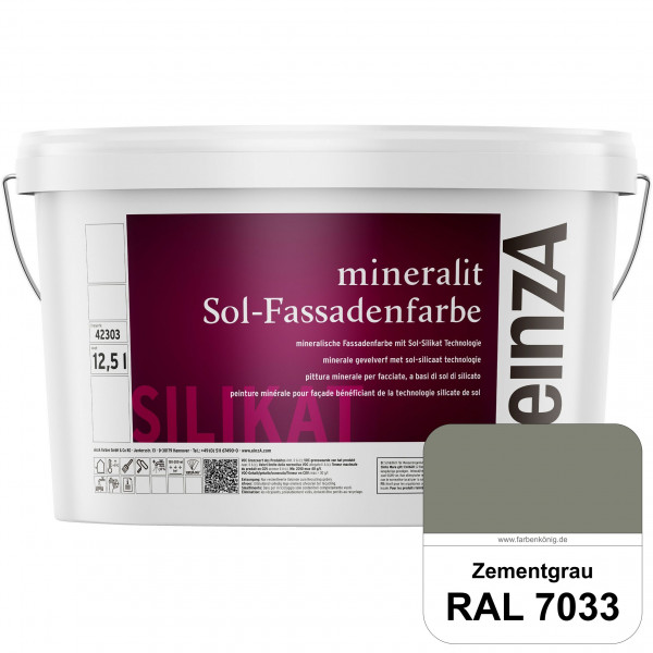 einzA mineralit Sol Fassadenfarbe (RAL 7033 Zementgrau) mineralische Fassadenfarbe mit Sol-Silikat T
