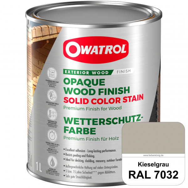 Solid Color Stain (RAL 7032 Kieselgrau) deckende und matte Wetterschutzfarbe außen