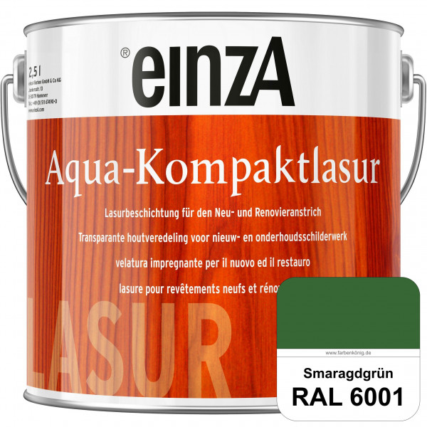einzA Aqua-Kompaktlasur (RAL 6001 Smaragdgrün) wasserverdünnbare & feuchtigkeitsregulierende Lasurbe