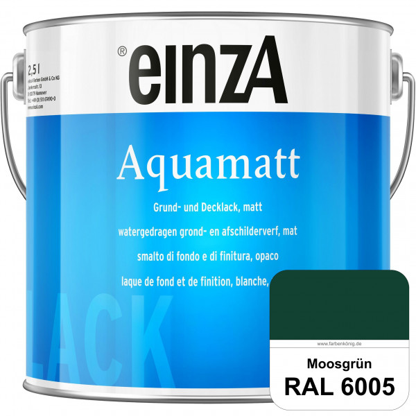 einzA Aquamatt (RAL 6005 Moosgrün) Wasserverdünnbare Vorstreichfarbe & matte Lackfarbe