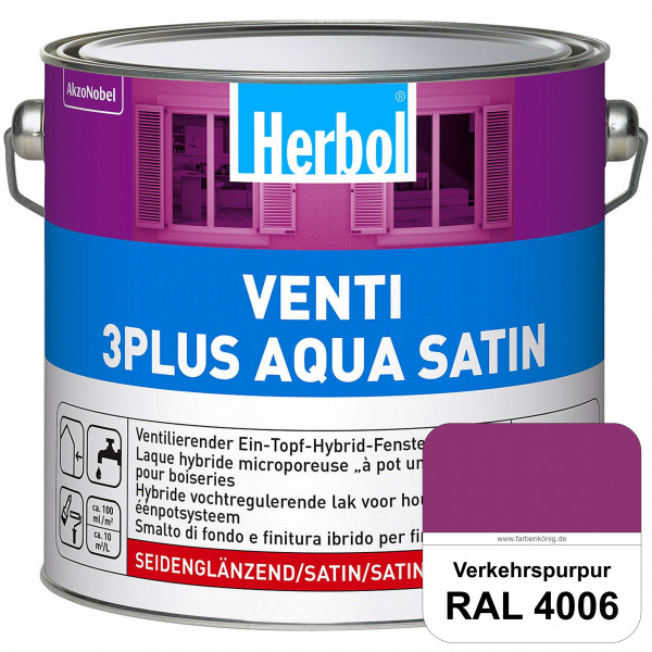 Venti 3Plus Aqua Satin (RAL 4006 Verkehrspurpur) wasserbasierter & feuchtigkeitregulierender Ein-Top