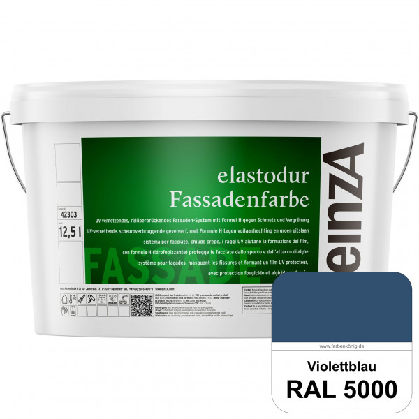 einzA elastodur Fassadenfarbe (RAL 5000 Violettblau) UV-vernetzendes & rissüberbrückendes Fassadenfa