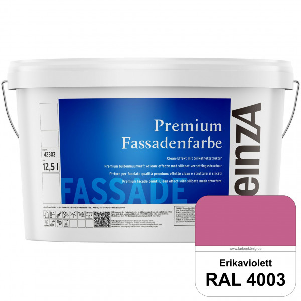 einzA Premium Fassadenfarbe (RAL 4003 Erikaviolett) Hochwertige Fassadenfarbe mit Clean-Effekt
