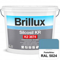 Silcosil KR K2 3674 (RAL 5024 Pastellblau) siliconverstärkter Dekorputz, Kratzputzstruktur, wetterbe