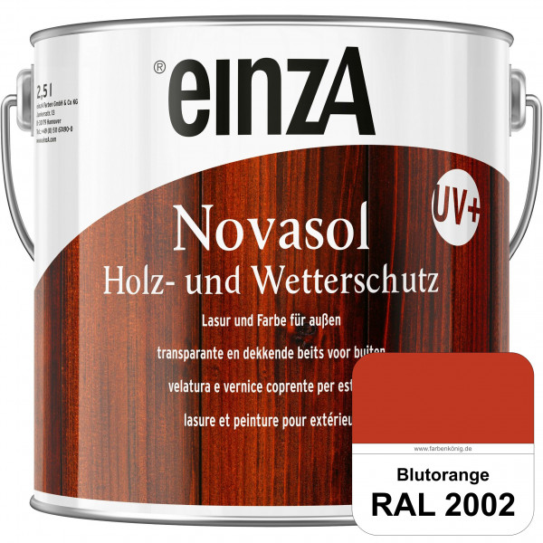 einzA Novasol HW Lasur (RAL 2002 Blutorange) Lasierender Wetterschutz für außen