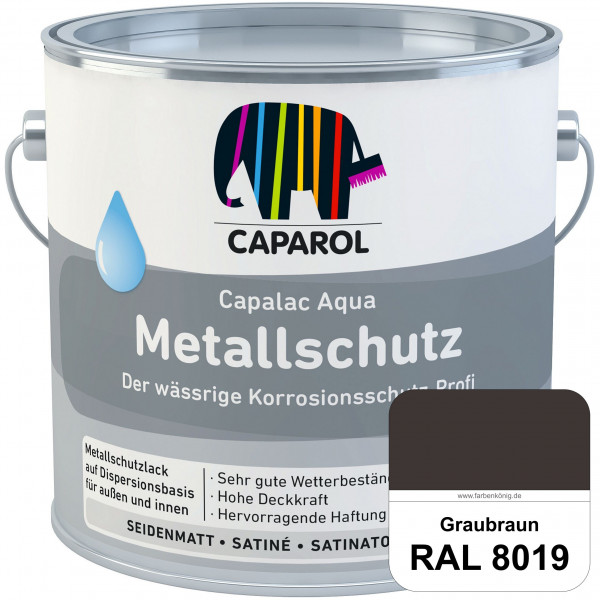 Capalac Aqua Metallschutz (RAL 8019 Graubraun) wasserbasierter Korrosionsschutz für Stahl & verzinkt