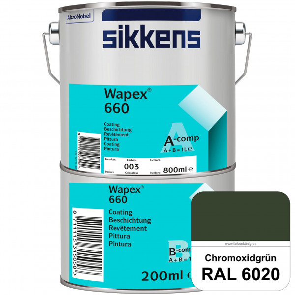 Wapex 660 Set (RAL 6020 Chromoxidgrün) seidenglänzende 2K-Epoxidharzlack für Böden & Wände (innen)