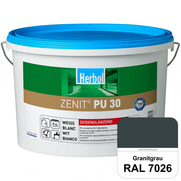 Zenit PU 30 (RAL 7026 Granitgrau) seidenglänzende und strapazierfähige PU-Wandfarbe