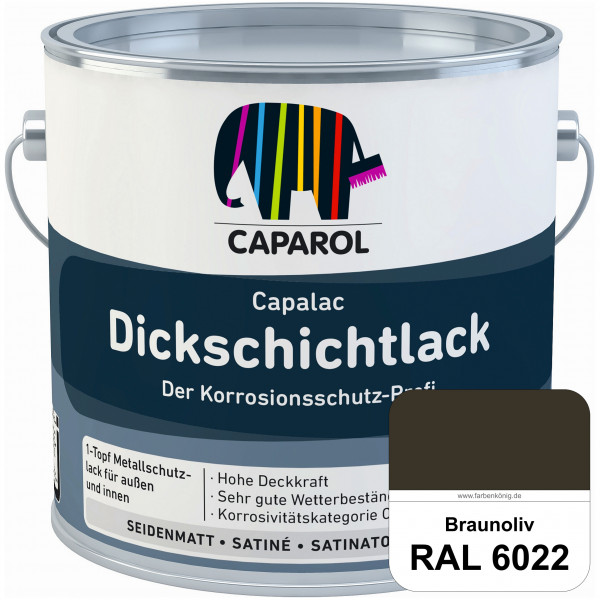 Capalac Dickschichtlack (RAL 6022 Braunoliv) 1-Topf Metallschutzlack (löselmittelhaltig) innen & auß