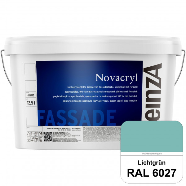einzA Novacryl (RAL 6027 Lichtgrün) Reinacrylat-Fassadenfarbe, seidenmatt