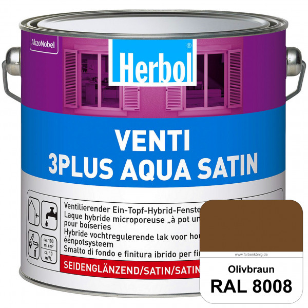 Venti 3Plus Aqua Satin (RAL 8008 Olivbraun) wasserbasierter & feuchtigkeitregulierender Ein-Topf-Fen