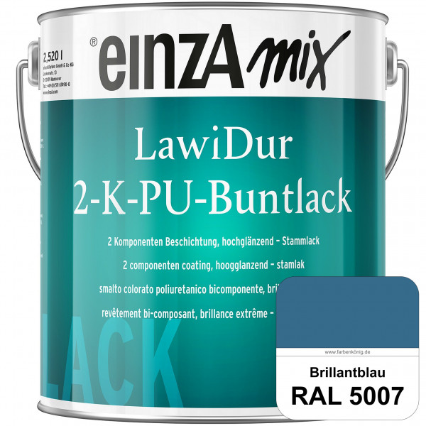 einzA LawiDur 2-K-PU-Buntlack - Hochglanz (RAL 5007 Brillantblau)