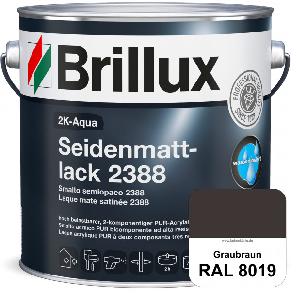 2K-Aqua Seidenmattlack 2388 (RAL 8019 Graubraun) mechanisch und chemisch hoch belastbar für außen &