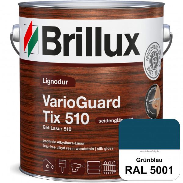 Lignodur VarioGuard Tix 510 (Gel-Lasur 510) RAL 5001 Grünblau