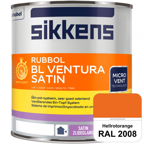 Rubbol BL Ventura Satin (RAL 2008 Hellrotorange) Seidenglanzlack (wasserbasiert) Fenster außen