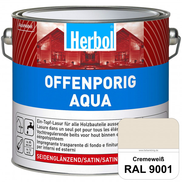 Offenporig Aqua (RAL 9001 Cremeweiß) Wasserverdünnbar & hochwertige Ein-Topf-Holzlasur - Feuchteschu