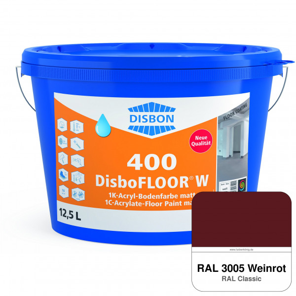 DisboFLOOR W 400 1K-Acryl-Bodenfarbe (RAL 3005 Weinrot)