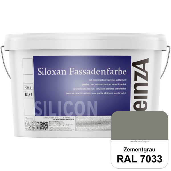 einzA Siloxan Fassadenfarbe (RAL 7033 Zementgrau) Siliconvergütete Fassadenfarbe