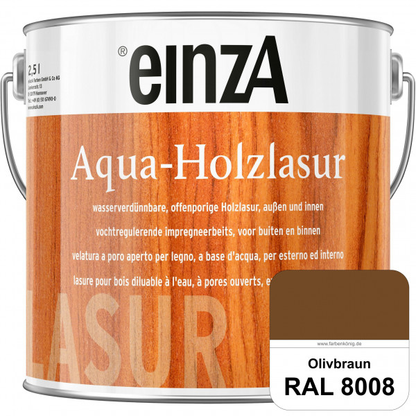 einzA Aqua-Holzlasur (RAL 8008 Olivbraun) wasserverdünnbare offenporige Holzlasur für Holzbauteile