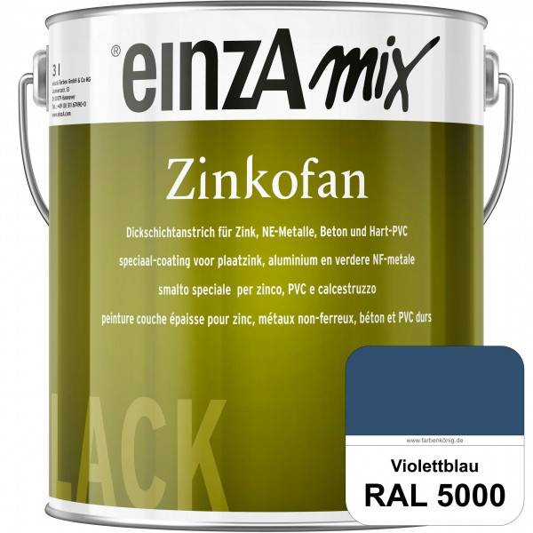 einzA Zinkofan (RAL 5000 Violettblau) Hoch wetterbeständiges "Dickschicht-1-Topf-System"