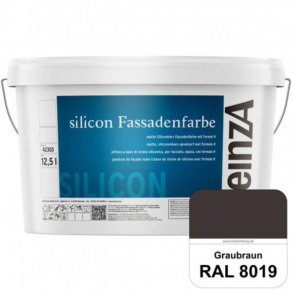 einzA silicon Fassadenfarbe (RAL 8019 Graubraun) Hochwertige Siliconharz-Fassadenfarbe