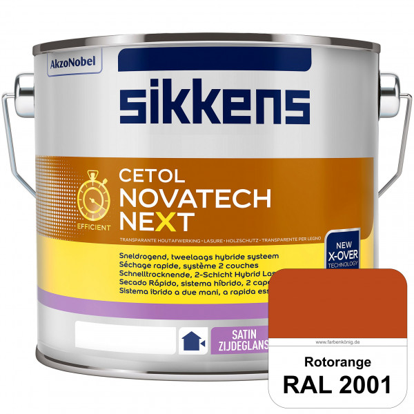 Cetol Novatech neXt (RAL 2001 Rotorange) Schnelltrocknende Hybrid-Lasur mit höchster Wetterbeständig