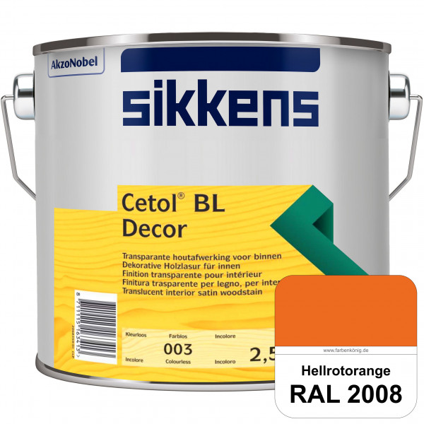 Cetol BL Decor (RAL 2008 Hellrotorange) wasserbasierte & seidenglänzende Dünnschichtlasur für innen