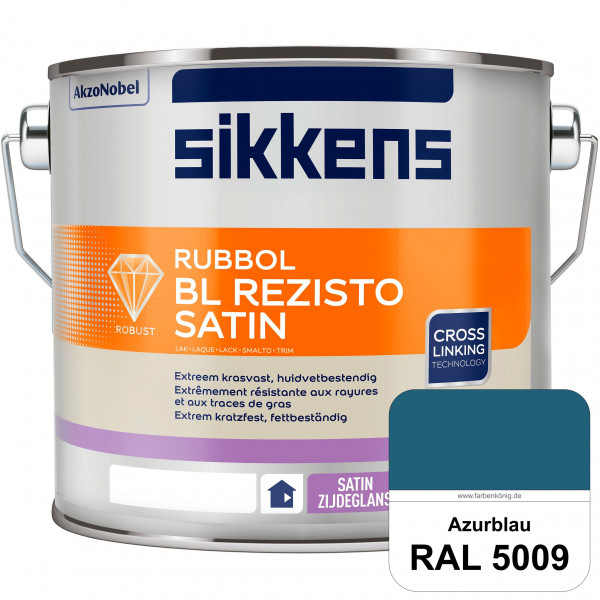 Rubbol BL Rezisto Satin (RAL 5009 Azurblau) seidenglänzender und strapazierfähiger Lack (wasserbasie